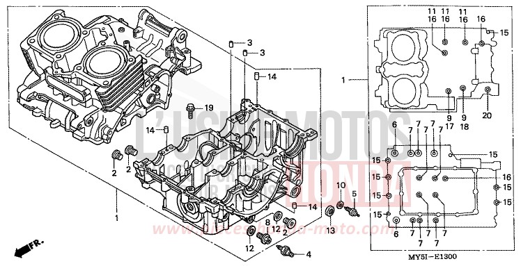 KURBELGEHAEUSE von CB1300 Super Bold'or ABS SCHWARZ (NH1) von 2002